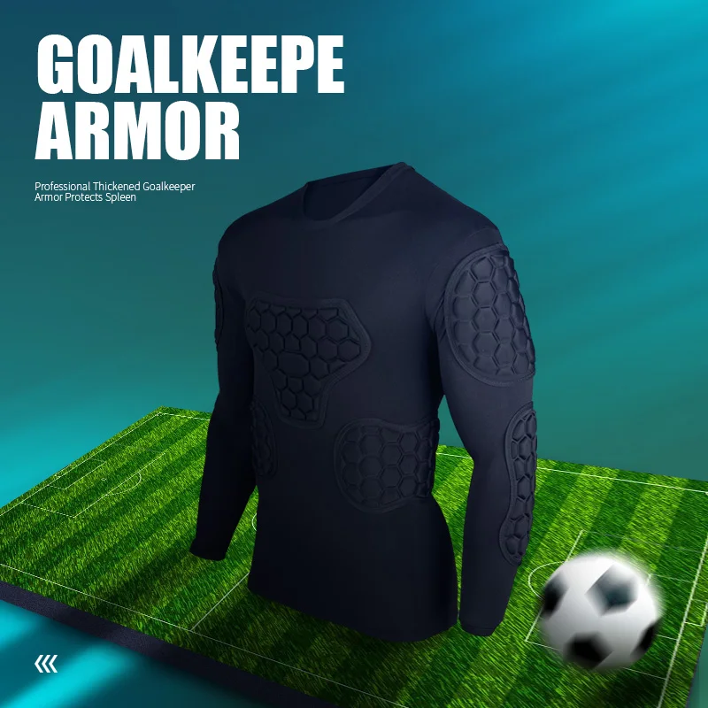 

Shinestone goalkeeper uniforms Men's jersey Breathable Sponge Soccer Tights Protective Long-Sleeved Collision football training