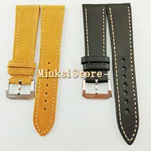 22 мм Кожаные полосы из нержавеющей стали Пряжка Черный/верблюд ремешок для мужских часов