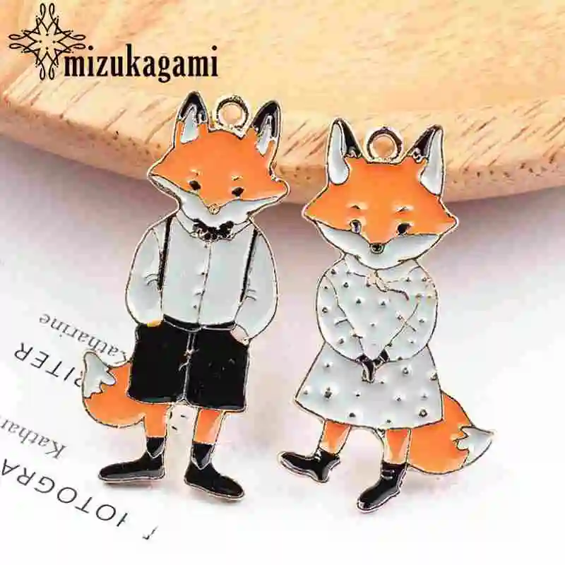 

Zinc Alloy Enamel Charms Cartoon Animal Fox Charms 10pcs/lot For DIY Fashion Earrings Jewelry Making Finding Accessories