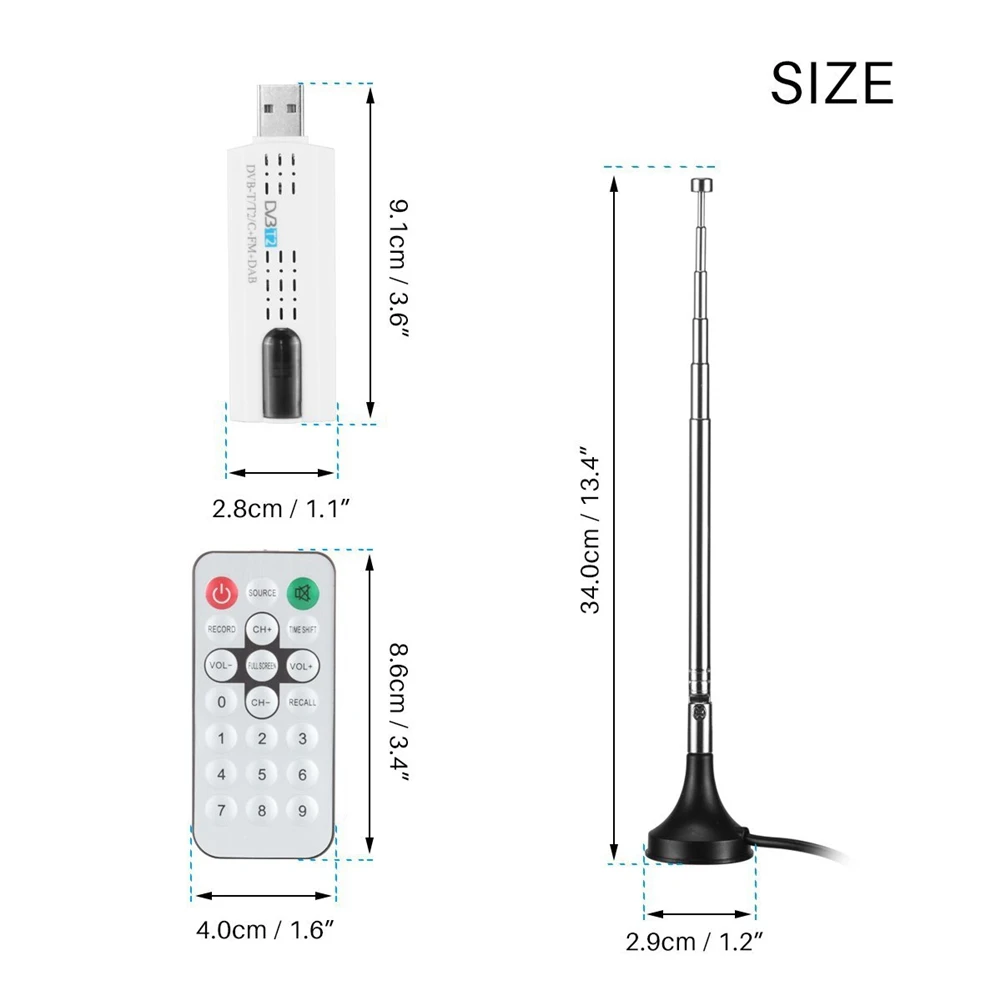 HD цифровой спутниковый USB 2,0 DVB T2 ТВ-палка антенна тюнера дистанционный Универсальный цифровой HD ТВ-приемник ПК ноутбук пульт дистанционного управления