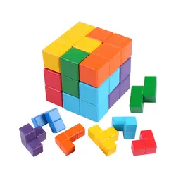 3D деревянные головоломки Любань замок тетрис куб паззлы Развивающие Логические IQ ум игры для детей рождественские подарки для взрослых