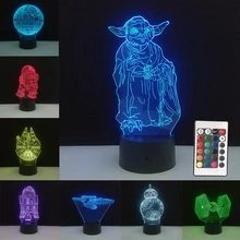 С принтом «Звездные войны» 3D светодиодный светильник USB цветная настольная лампы йода R2D2 BB8 Death ночник звезда сенсорный праздничное освещение домашний декор Спальня лампа