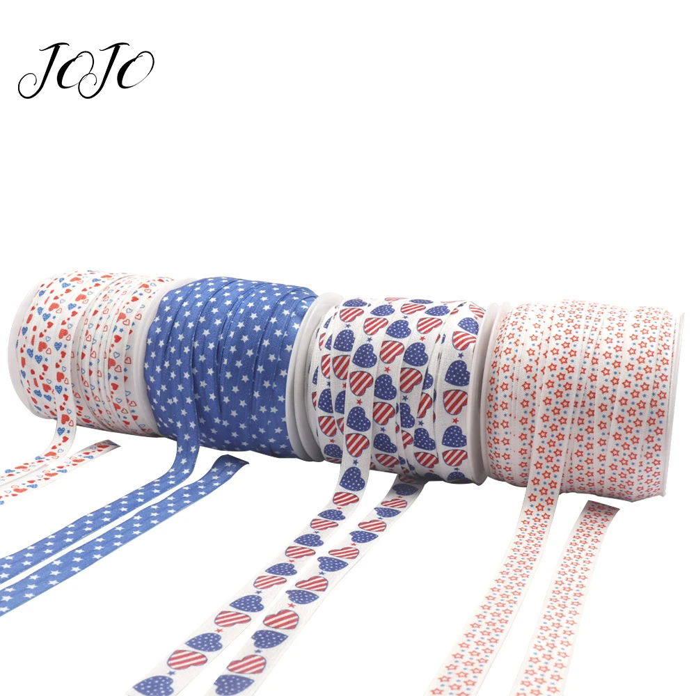 JOJO BOWS 15mm 5y Cloth Ribbon For Craft US National Flag Thermal Transfer Sideband DIY Bows Gift Wrapping Party Decoration | Дом и сад