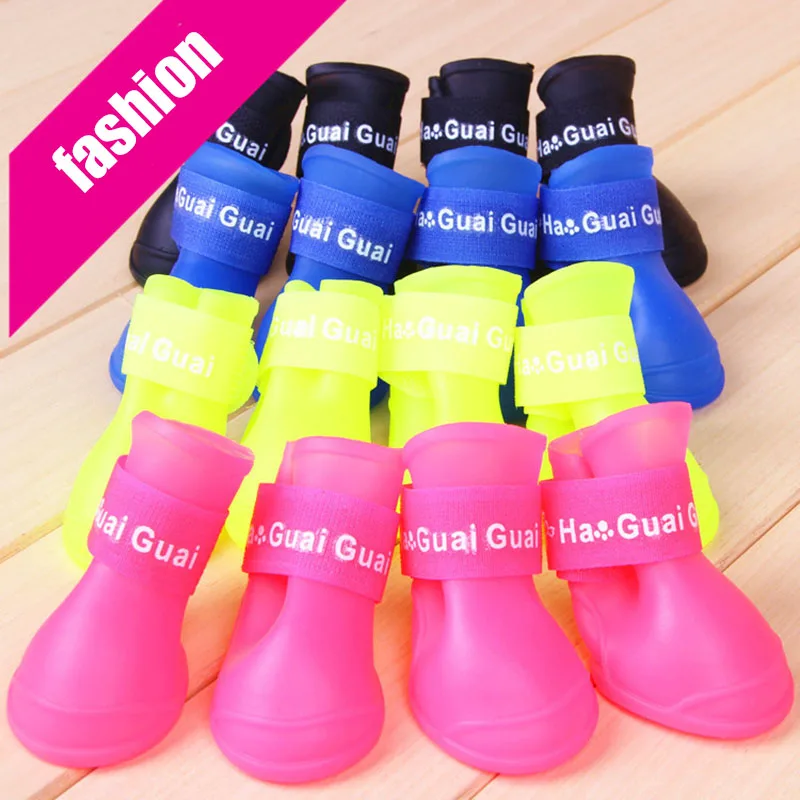 4pcs Pet Dog Shoes Waterproof Rain Pet Shoes for Dog Puppy Rubber Boots