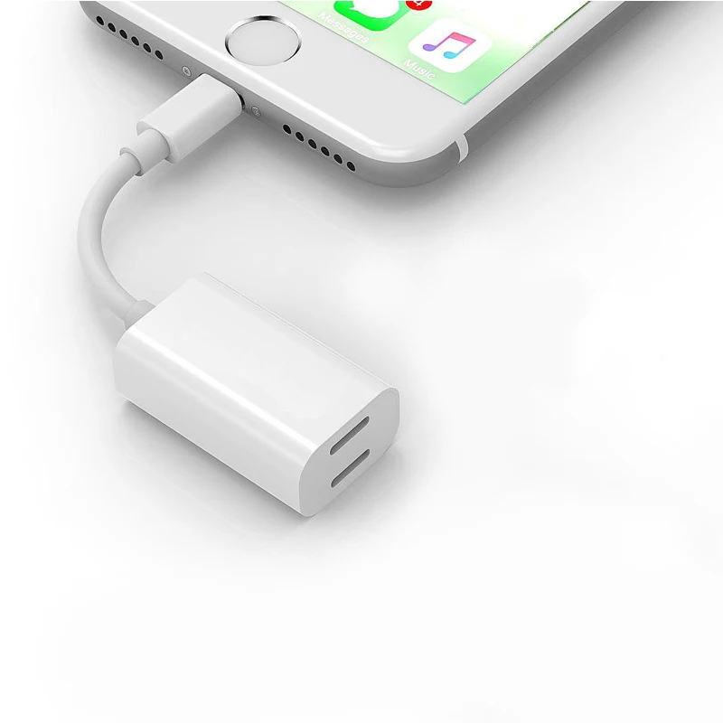 

2 in 1 Audio & Charger Socket Adapter Cable For iPhone 7 7 Plus 6 6S iPad Mini Music Calling / Charging Adapter Cable