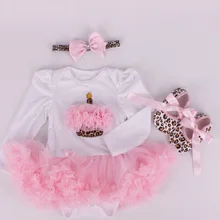 New Baby Girl Clothing Sets Christmas set Lace Tutu Romper Dress Jumpersuit+Headband+Shoes 3pcs Set Bebe First Birthday Costumes