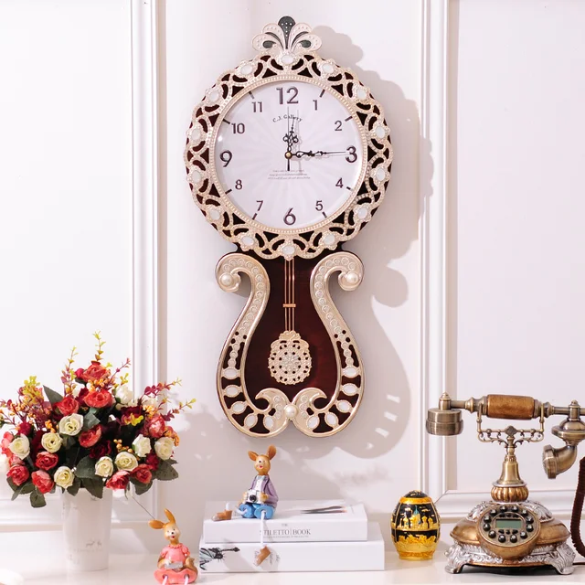 European Modern Style Living Room Decorative Large Wall Clock Pendulum Creative Fashion Art Watch Retro European Modern Style Living Room Decorative Large Wall Clock Pendulum Creative Fashion Art Watch Retro