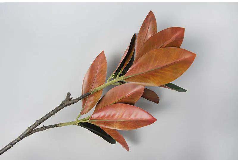 Flone 2 Branch Artificial Magnolia Leaf Bouquet Simulation Real Touch Magnolia Flower Plant Wedding Home Party Decoration Floral (11)