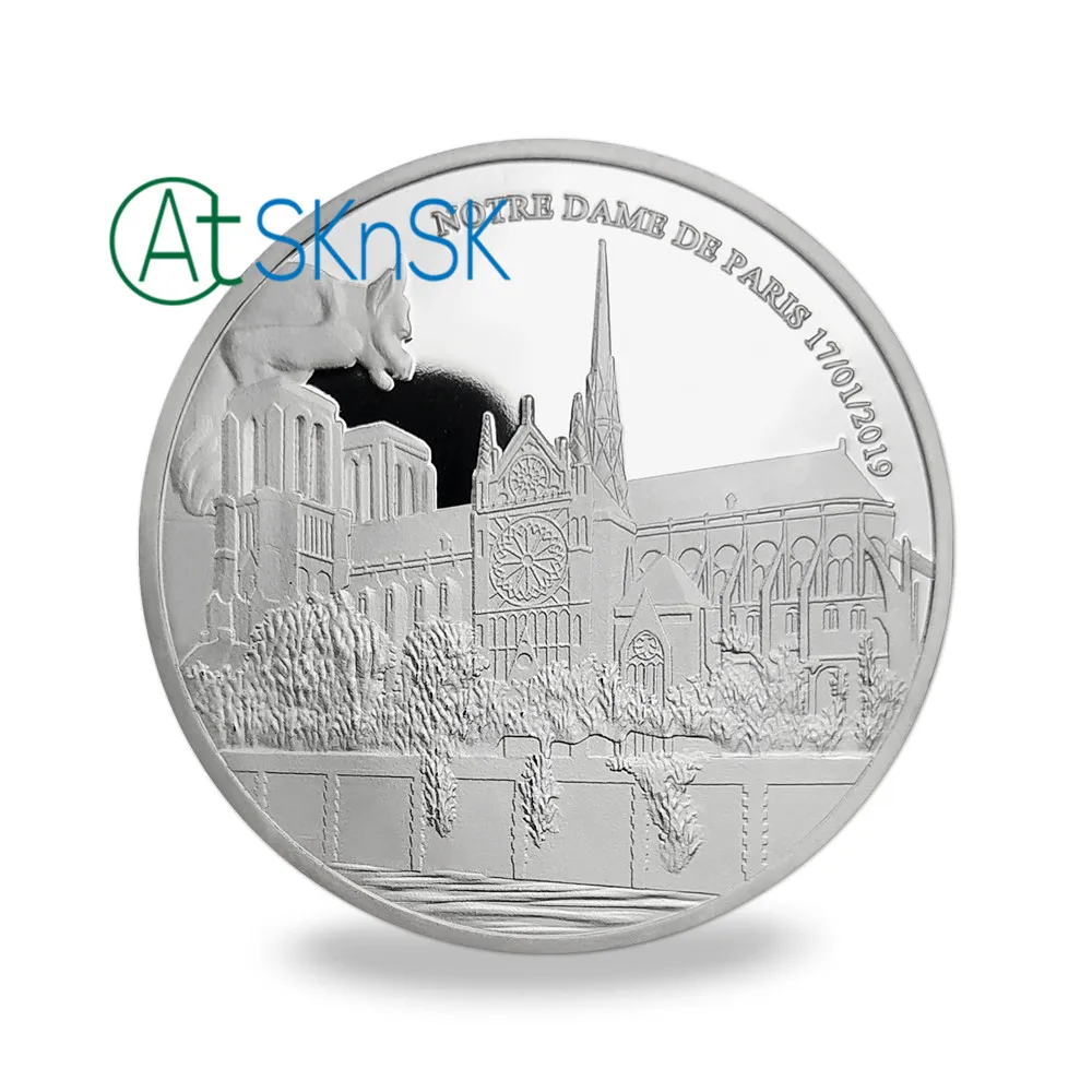 Нотр-Дам де Пари посеребренный вызов монета памятная коллекционная подарок сувенир художественный металлический значок
