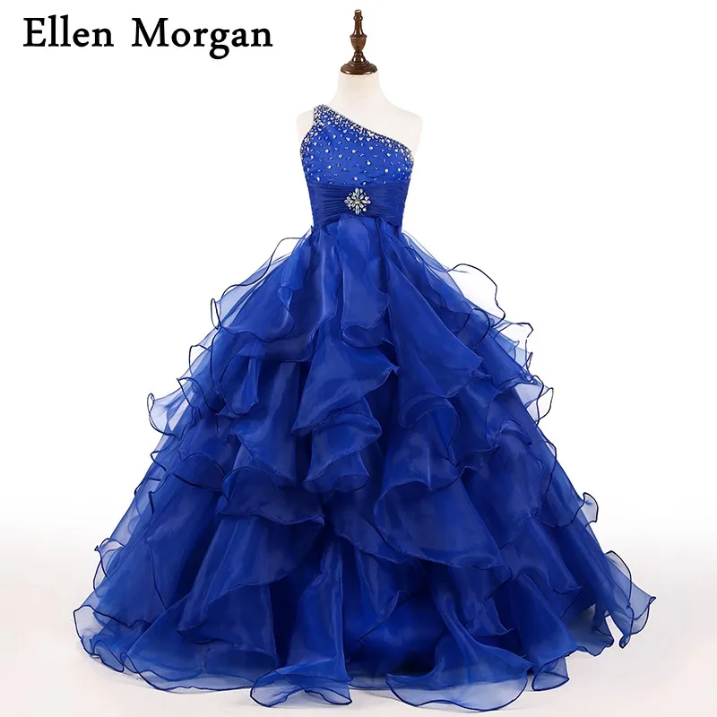 Robes de spectacle pour filles bleu Royal, robe princesse pour petits