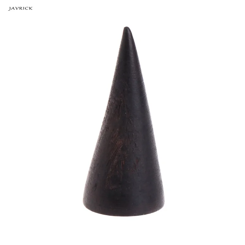 JAVRICK натуральный Неокрашенный деревянный ювелирный дисплей полка черный в форме конуса Органайзер деревянная подставка держатель кольцо стойка - Цвет: B