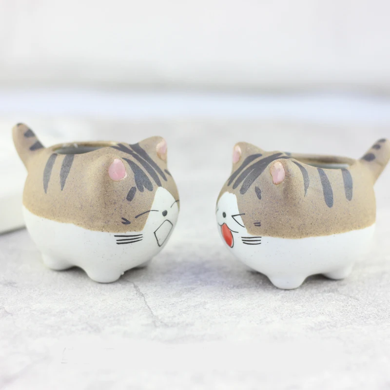 

Cute Mini Cat Ceramic Flower Pot Small Cartoon Planter Succulent Plants Bonsai Cactus Pot Home Garden Desktop Balcony Decor Gift