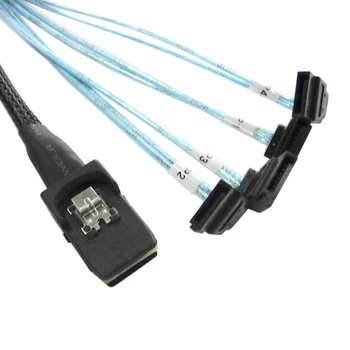 

80cm Mini SAS 4i SFF-8087 36 Pin Host to Reverse 270 Degree Angled 4 SATA 7Pin Target HDD Hard Drive Splitter Cable 10Gbps