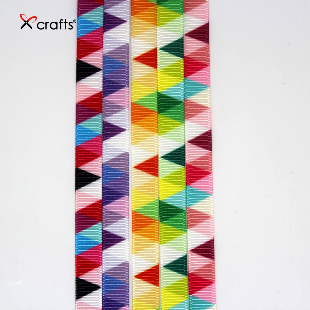 

PPCrafts 3/8" 10MM Grosgrain Ribbon Printed Triangle For DIY Hairbow Crafts Decoration 100yds/roll Free shipping