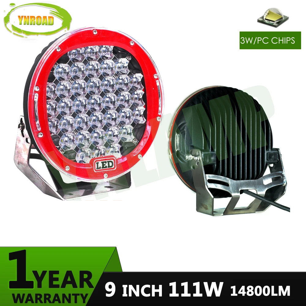 YNROAD 111w 9inch Red round led driving light ,led off road light led