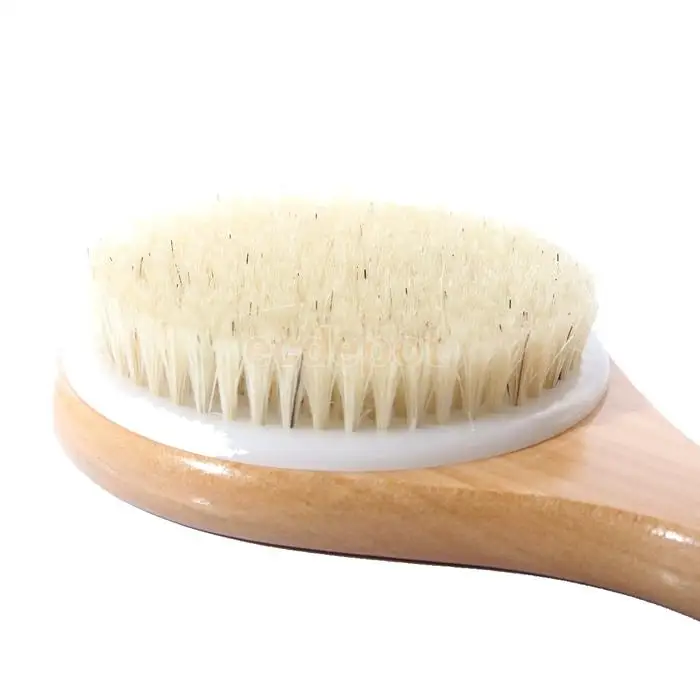 Long Wooden Handle Brush Body Reach Back Bristles Spa Bath Scrub