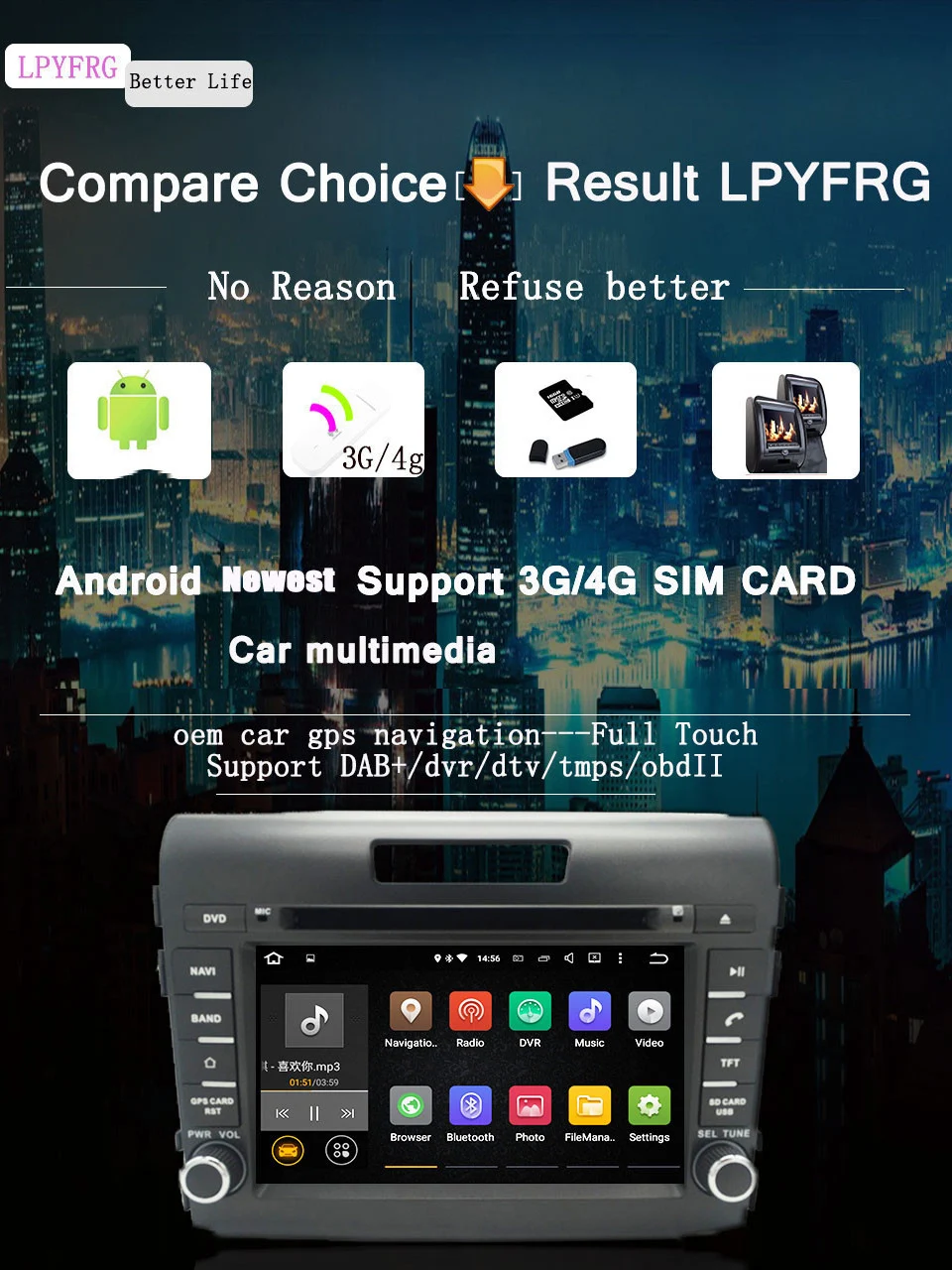 Perfect Android 9.0 GPS Navigation 7" Octa Core Car DVD Player for Honda CR-V CRV 2013-17 with Bluetooth Radio 4G Disc Sat navi System 2 Perfect Android 9.0 GPS Navigation 7" Octa Core Car DVD Player for Honda CR-V CRV 2013-17 with Bluetooth Radio 4G Disc Sat navi System 2