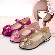 Детская обувь с цветочным рисунком для маленьких девочек; цвет розовый, розовый, красный, золотой; блестящая Свадебная вечеринка; платье принцессы; обувь для подростков; кожаная обувь для девочек