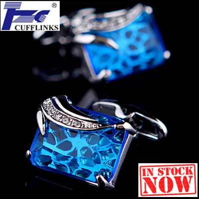 Blue Zircon Stone Cufflink Cuff Link 2 Pairs Free Shipping Promotion | Украшения и аксессуары