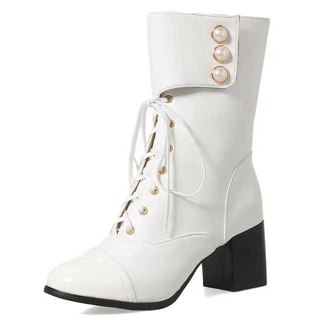 US $31.85 46% OFF|Fanyuan Plus Größe 32 46 Plattform High Heels Stiefel Lace Up Blockabsatz Stiefeletten für Frauen Neue Mode Perle Kurze Booties in US $31.85 46% OFF|Fanyuan Plus Größe 32 46 Plattform High Heels Stiefel Lace Up Blockabsatz Stiefeletten für Frauen Neue Mode Perle Kurze Booties in
