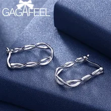 GAGAFEEL Новая коллекция 925 пробы круг серьги обруча для Для женщин Мода крученые серьги подарок ювелирных изделий