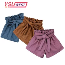 Модные весенние летние шорты принцессы для маленьких девочек 1-5 лет; вельветовые шорты; Детские шорты; одежда для маленьких девочек