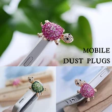 Marsnaska Милая черепаха наушники пробка пылезащитный Разъем 3,5 мм разъем для наушников Кристалл Стразы телефон гарнитура противопылевые заглушки