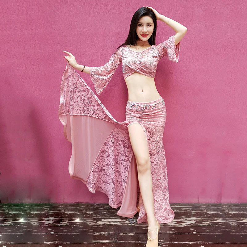 Женский костюм для танца живота кружевное платье с расклешенными рукавами и