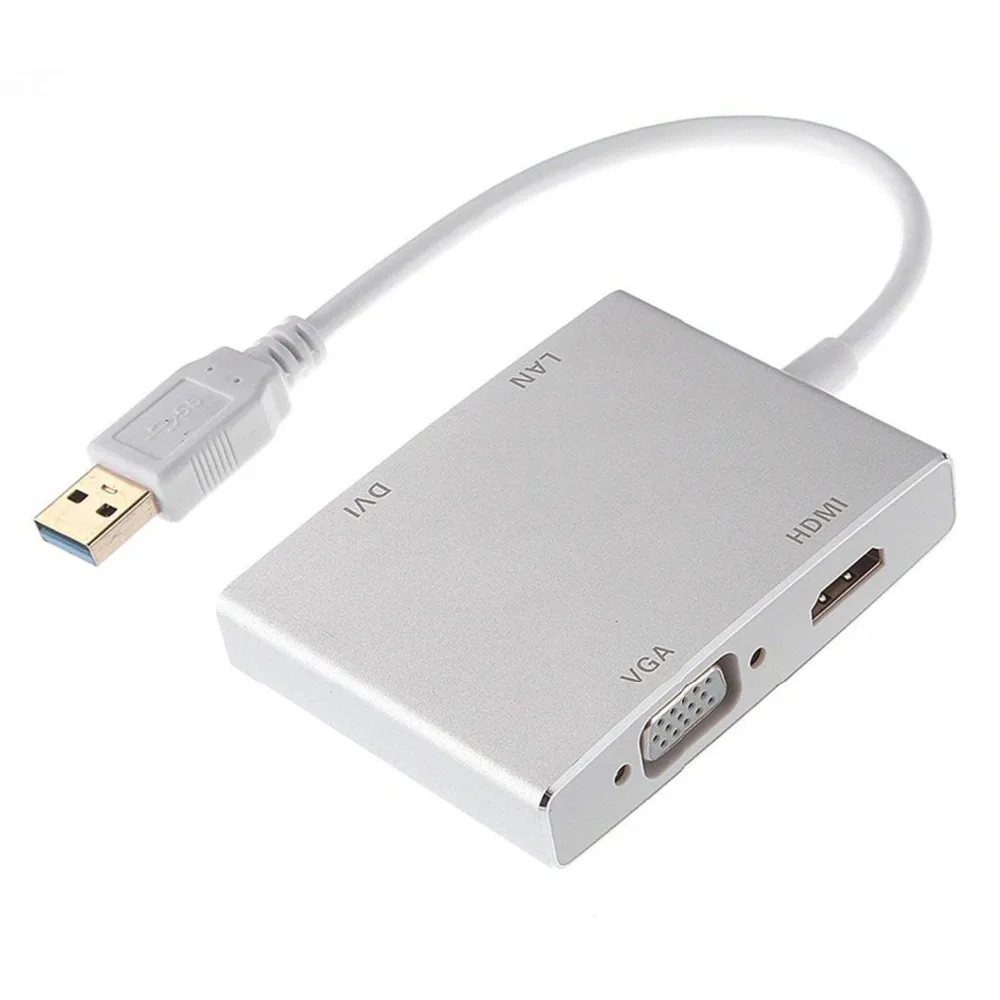 

USB 3.0 USB3.0 Hub to 4K HDMI VGA DVI RJ45 10/100/1000 Gigabit Ethernet Lan 4in1 Video Adapter Converter Cable