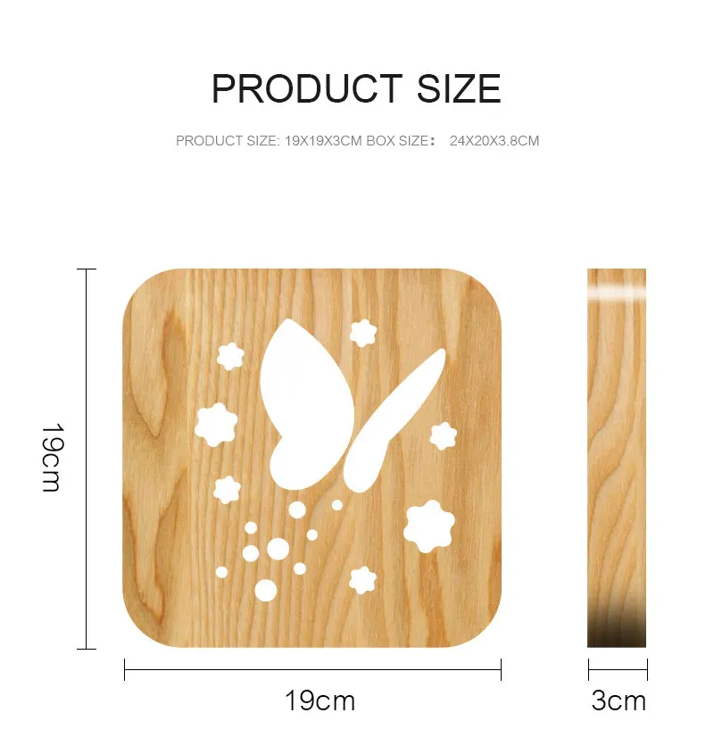 Butterfly 3D Night Light Wood Lamp Decorative Lighting Baby Lamp USB Power Table Desk Lamp Girl Bedroom Decoration Lighting Gift (3)