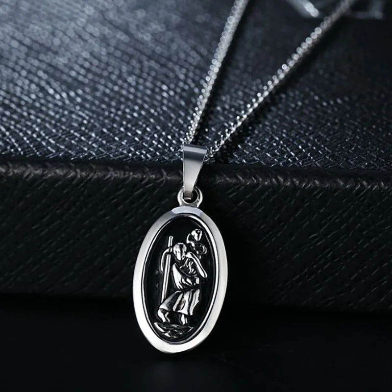

Vintage Saint Christopher Pendant Stainless Steel Traveler's Patron Necklaces & Pendants for Sailor Ferrymen Traveler Jewelry