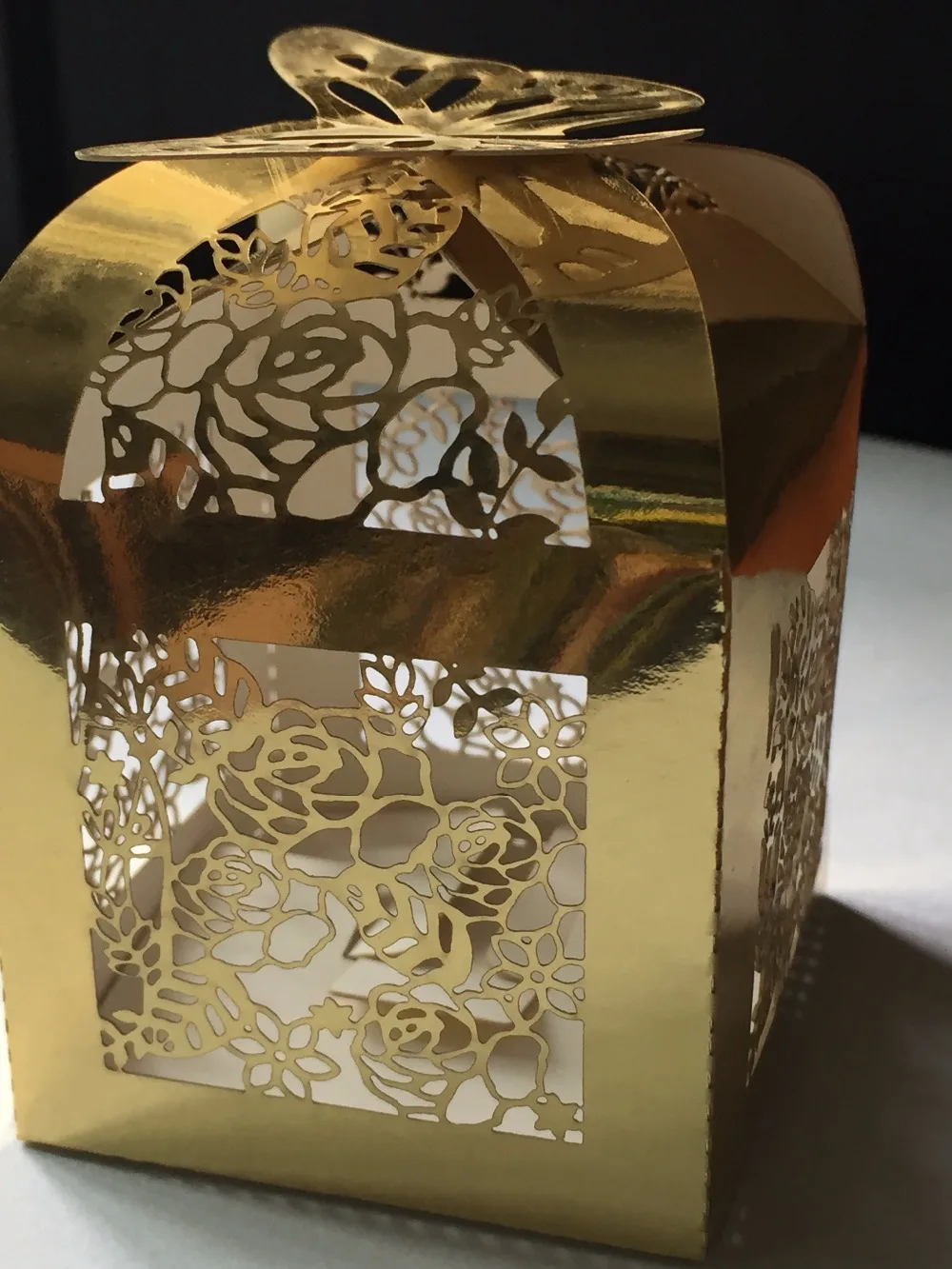 300pcs Metallic Gold Butterfly flowers candy packaging boxes,Party