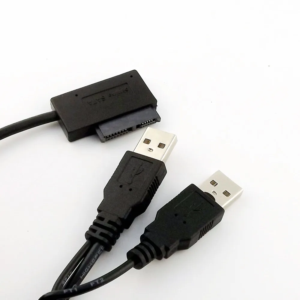 

5x Dual USB 2.0 A Male Convert Slimline SATA 7+6pin Adapter Easy To Drive Connector Cable for PC 50cm