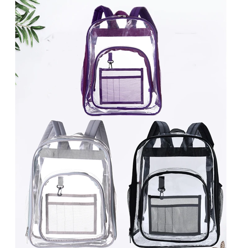 New Women Girl Student School Bag Large Capacity Transparent Clear Backpack Bag School Office Travel Hanging Out Bag