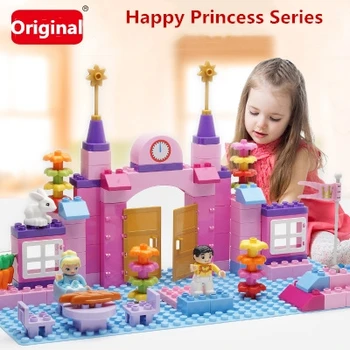 

100pcs Dream Princess Prince Castle Building Blocks compatible large duplo Sets Model Blocks Gifts Toys Compatible Friends girl