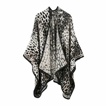 

Ladies Fall Winter Leopard Cloak Classic Street Style Printed Thickening Travel Cape New Fashion Cashmere-like 130*150CM Cloaks