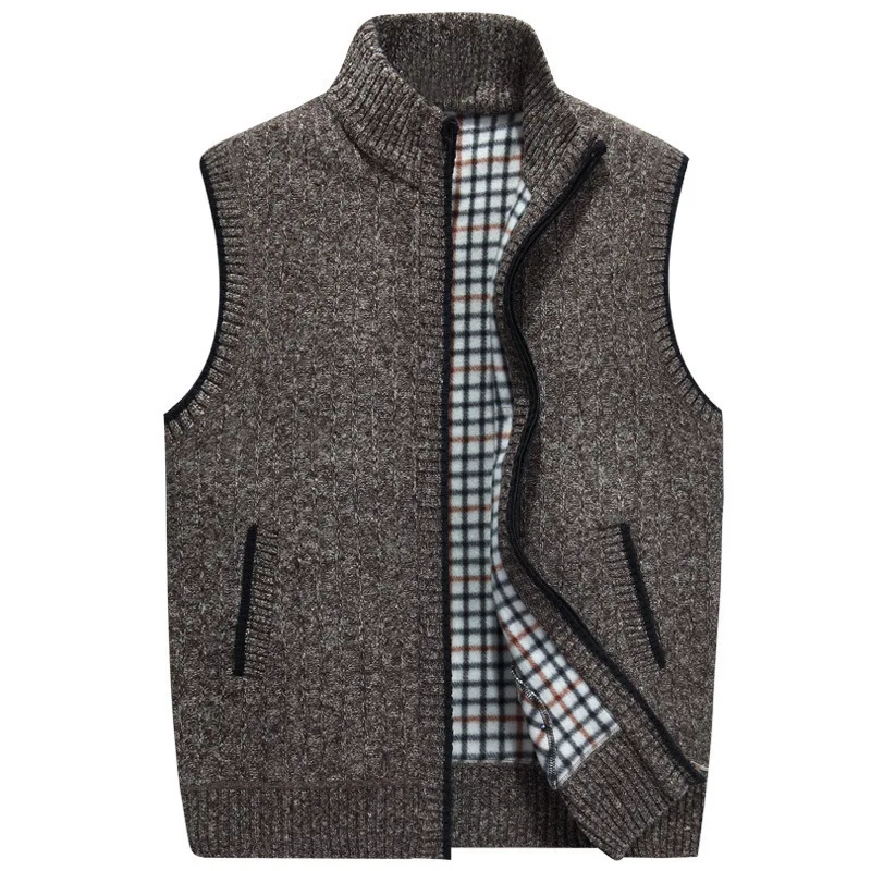 Fashion Mens Winter Wool Sweater Vest Mens Sleeveless Knitted Vest Jacket 2019 New Warm Fleece Warm Sweatercoat Plus SIze M-3XL high neck sweater men Sweaters