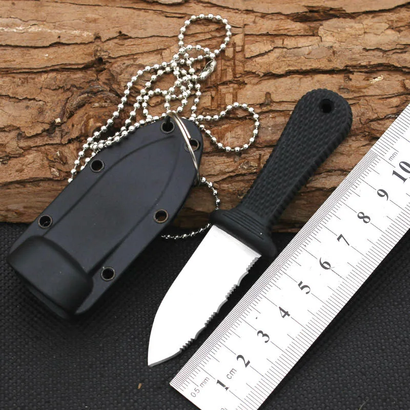 Necklace Survival Knife Cold Steel Super Edge Fixed AUS 8A Steel Blade Knife Kraton Handle