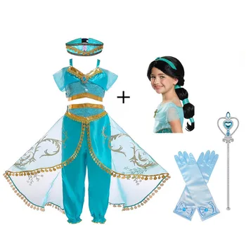 

Christmas children's dress Aladdin's lamp cosplay Costume jasmine princess girl dress role costume two-piece