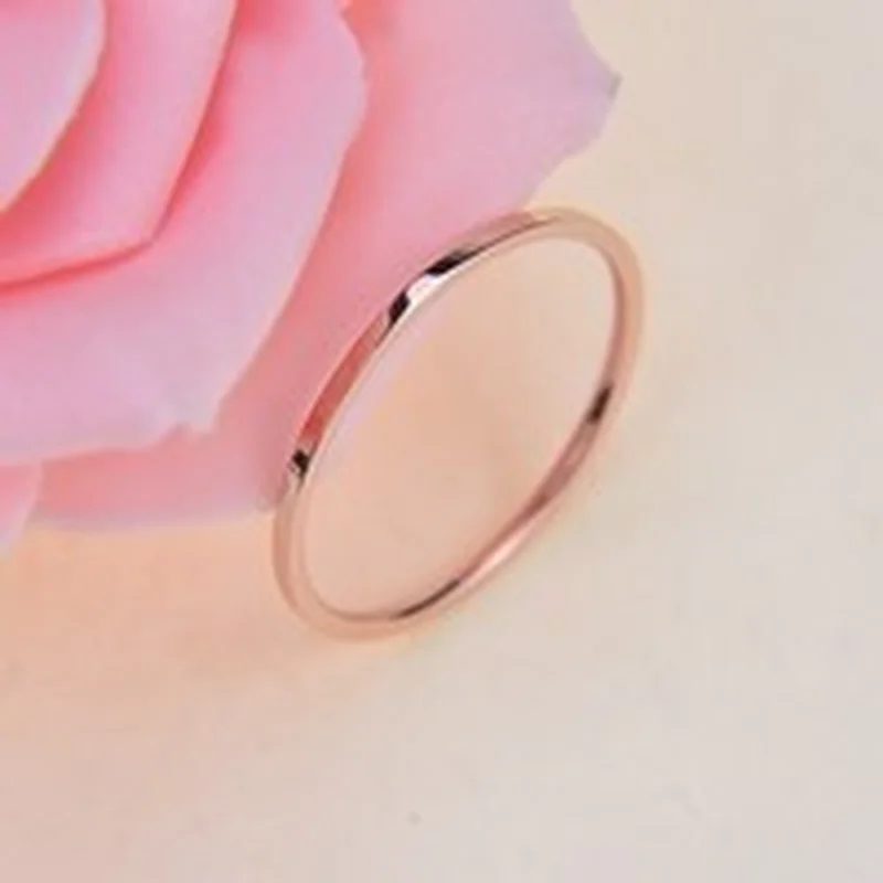 

Minimalism Titanium Steel Ring Rose Gold Lovers Ring Size US 5-10