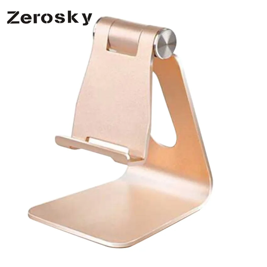 gold Zerosky Алюминиевый металлический держатель телефона Настольный Универсальный нескользящий подставка для мобильного телефона Настольный держатель для iPhone 8 Коврик для samsung стол - Цвет: gold