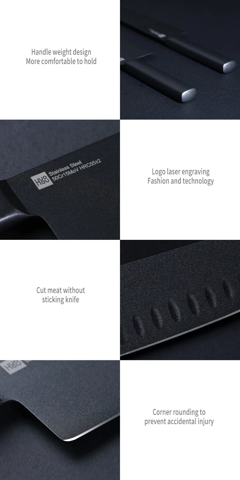 Xiaomi Mijia Cool Black Non-Stick Knife Stainless Steel Knife Set 