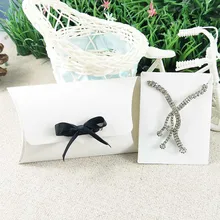 Pillow box with Jewelry Set Display Card Kraft Pendant Card Diy Black Gift Box1lot:50hemp strings+50box+Necklace Card