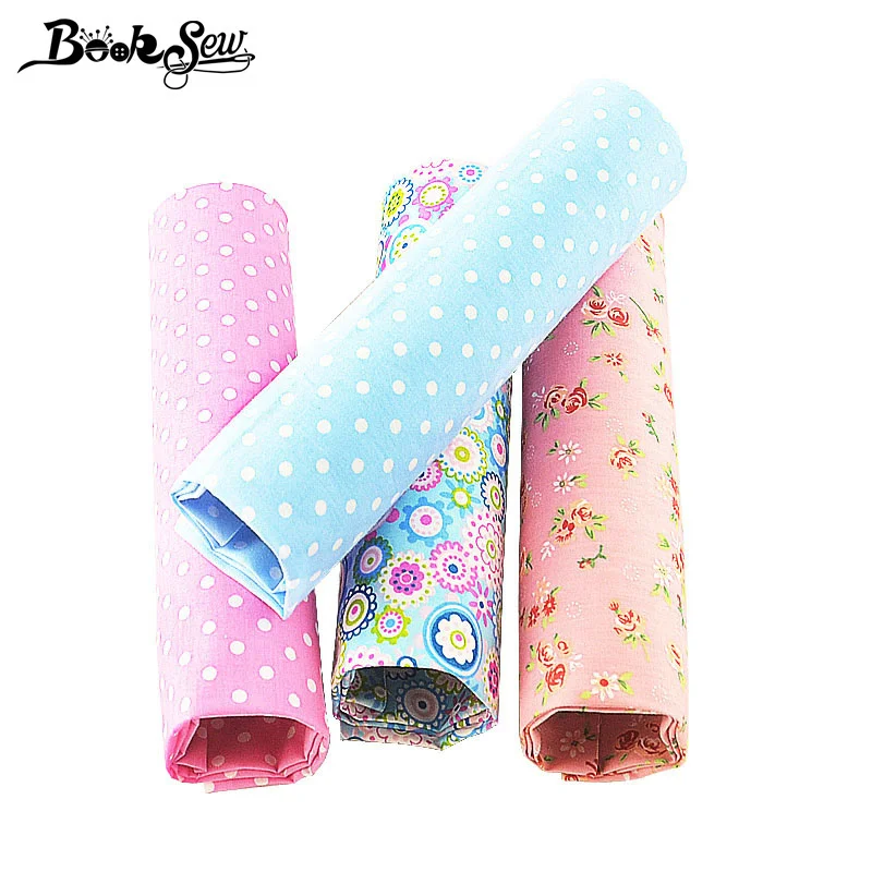 Booksew 100% хлопок Twill Ткань краситель Печатный цветочный лоскутное шитье Tela 4 шт./лот