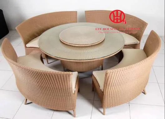 Outdoor Poly Rattan Wicker Furniture Dining Table With Bench Set Indoor Wicker Modern Cheap