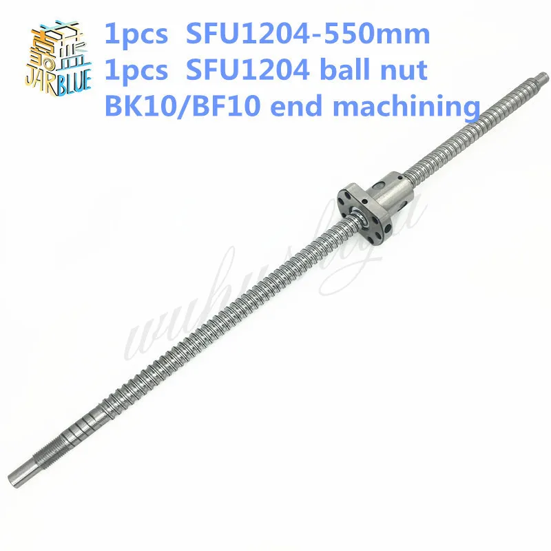

SFU1204 550mm long rolled ball screw C7 BK/BF10 end machined with 1204 single ball nut for CNC parts