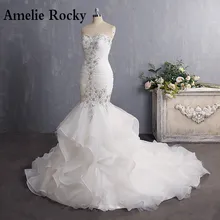 Vestidos De Novia винтажное свадебное платье длиной до пола Сексуальная Хрустальная Русалочка органза свадебное платье