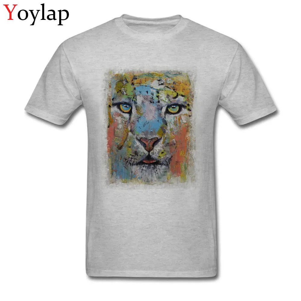 100% Cotton Tops Tees SNOW LEOPARD for Boys Design T-shirts Personalized New Coming Round Collar Short Sleeve Sweatshirts grey