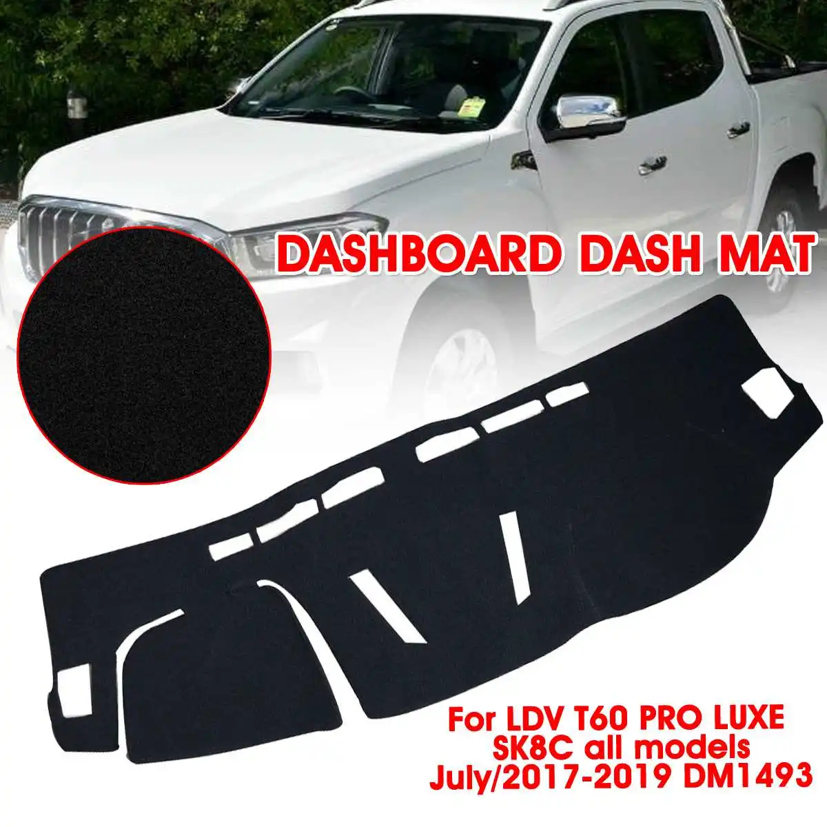 

Audew Anti-UV Black Right Anti-dust Sun Shade Dashboard Dash Mat Dash Board Mat For LDV T60 PRO LUXE SK8C July/2017-2019 DM1493