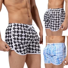 Летние модные мужские дышащие трусы, нейлоновые с принтом, синие, белые, для бега, для плавания, нижнее белье, короткие пляжные шорты, тонкие, для плавания